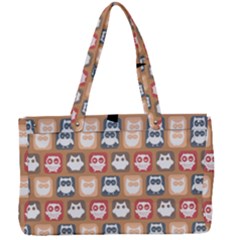 Colorful Whimsical Owl Pattern Canvas Work Bag by GardenOfOphir