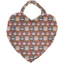 Colorful Whimsical Owl Pattern Giant Heart Shaped Tote View2