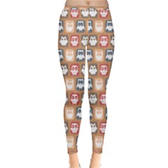 Colorful Whimsical Owl Pattern Inside Out Leggings by GardenOfOphir