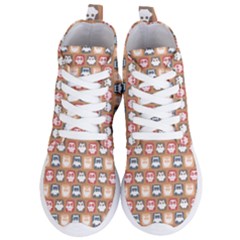 Colorful Whimsical Owl Pattern Women s Lightweight High Top Sneakers by GardenOfOphir