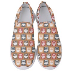 Colorful Whimsical Owl Pattern Men s Slip On Sneakers by GardenOfOphir