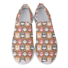 Colorful Whimsical Owl Pattern Women s Slip On Sneakers by GardenOfOphir