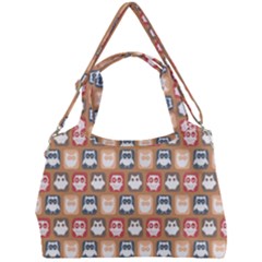 Colorful Whimsical Owl Pattern Double Compartment Shoulder Bag by GardenOfOphir