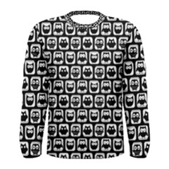 Black And White Owl Pattern Men s Long Sleeve Tee by GardenOfOphir