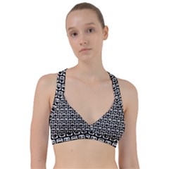 Black And White Owl Pattern Sweetheart Sports Bra by GardenOfOphir