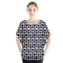 Black And White Owl Pattern Batwing Chiffon Blouse View1