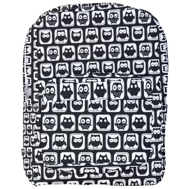 Black And White Owl Pattern Full Print Backpack