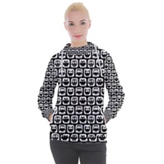 Black And White Owl Pattern Women s Hooded Pullover by GardenOfOphir