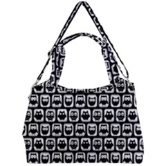 Black And White Owl Pattern Double Compartment Shoulder Bag by GardenOfOphir