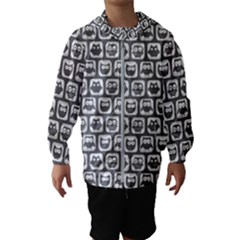 Gray And White Owl Pattern Kids  Hooded Windbreaker by GardenOfOphir