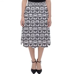 Gray And White Owl Pattern Classic Midi Skirt by GardenOfOphir