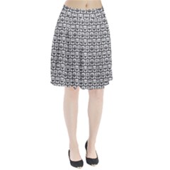 Gray And White Owl Pattern Pleated Skirt by GardenOfOphir