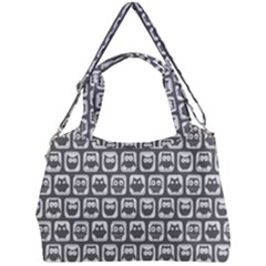 Gray And White Owl Pattern Double Compartment Shoulder Bag by GardenOfOphir