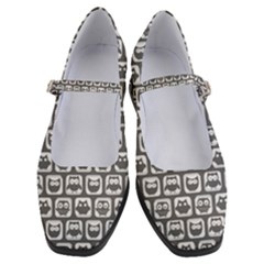 Gray And White Owl Pattern Women s Mary Jane Shoes by GardenOfOphir