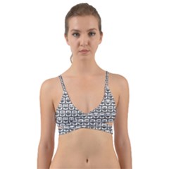 Gray And White Owl Pattern Wrap Around Bikini Top by GardenOfOphir