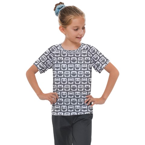 Gray And White Owl Pattern Kids  Mesh Piece Tee by GardenOfOphir