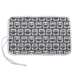 Gray And White Owl Pattern Pen Storage Case (m) by GardenOfOphir