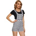 Gray And White Owl Pattern Short Overalls View3