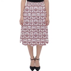 Light Pink And White Owl Pattern Classic Midi Skirt by GardenOfOphir