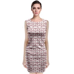 Light Pink And White Owl Pattern Classic Sleeveless Midi Dress