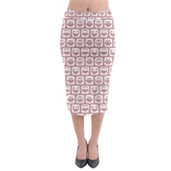 Light Pink And White Owl Pattern Midi Pencil Skirt by GardenOfOphir