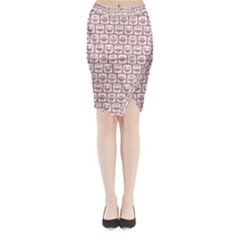 Light Pink And White Owl Pattern Midi Wrap Pencil Skirt by GardenOfOphir