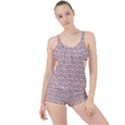 Light Pink And White Owl Pattern Boyleg Tankini Set  View1