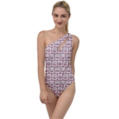 Light Pink And White Owl Pattern To One Side Swimsuit by GardenOfOphir