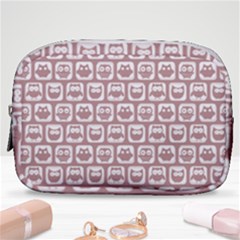 Light Pink And White Owl Pattern Make Up Pouch (small) by GardenOfOphir