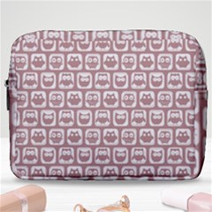 Light Pink And White Owl Pattern Make Up Pouch (large) by GardenOfOphir