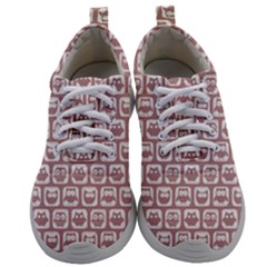 Light Pink And White Owl Pattern Mens Athletic Shoes by GardenOfOphir