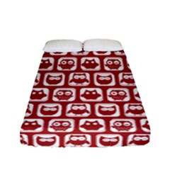 Red And White Owl Pattern Fitted Sheet (full/ Double Size) by GardenOfOphir