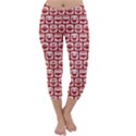 Red And White Owl Pattern Capri Winter Leggings  View1