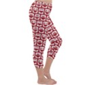 Red And White Owl Pattern Capri Winter Leggings  View3