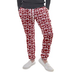 Red And White Owl Pattern Men s Jogger Sweatpants by GardenOfOphir