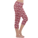 Red And White Owl Pattern Capri Yoga Leggings View3