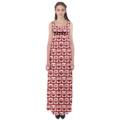 Red And White Owl Pattern Empire Waist Maxi Dress by GardenOfOphir