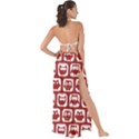 Red And White Owl Pattern Maxi Chiffon Tie-Up Sarong View2