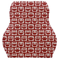 Red And White Owl Pattern Car Seat Velour Cushion  by GardenOfOphir