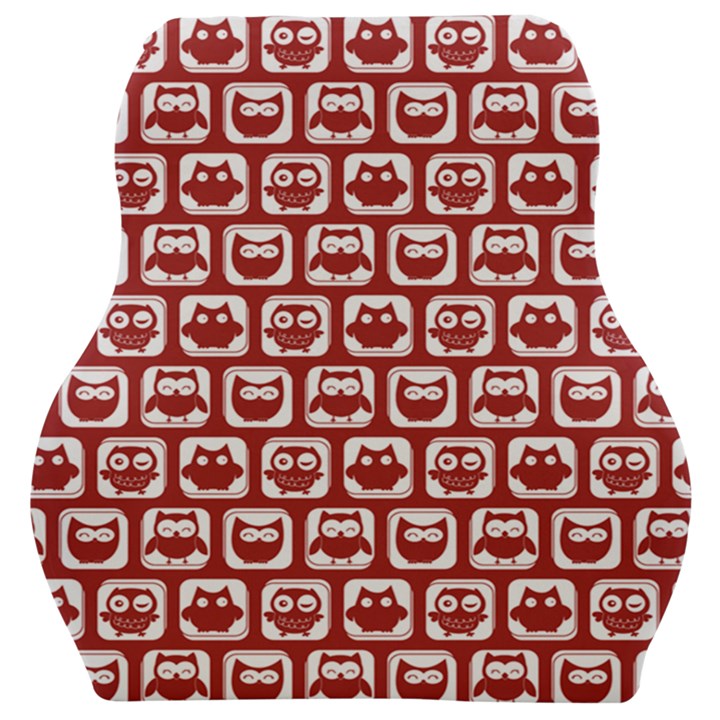 Red And White Owl Pattern Car Seat Velour Cushion 