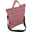 Red And White Owl Pattern Fold Over Handle Tote Bag View1