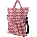 Red And White Owl Pattern Fold Over Handle Tote Bag View2