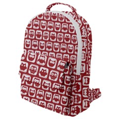 Red And White Owl Pattern Flap Pocket Backpack (small) by GardenOfOphir