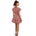 Red And White Owl Pattern Flutter Sleeve Wrap Dress View2