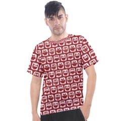 Red And White Owl Pattern Men s Sport Top by GardenOfOphir