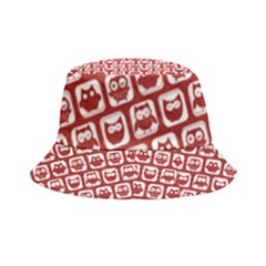 Red And White Owl Pattern Inside Out Bucket Hat by GardenOfOphir