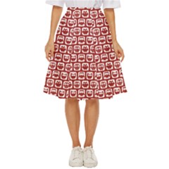 Red And White Owl Pattern Classic Short Skirt by GardenOfOphir