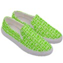 Lime Green And White Owl Pattern Men s Canvas Slip Ons View3