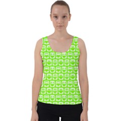 Lime Green And White Owl Pattern Velvet Tank Top by GardenOfOphir