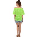 Lime Green And White Owl Pattern Off Shoulder Short Sleeve Top View2